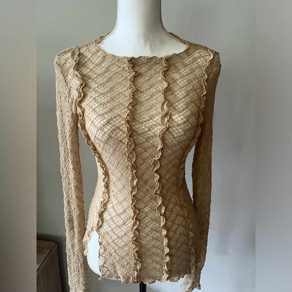 NWT Molly Green Tayla sheer top in sand size medium